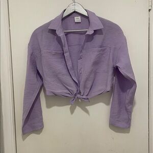 Zara Purple Button Down Shirt with Long Sleeves